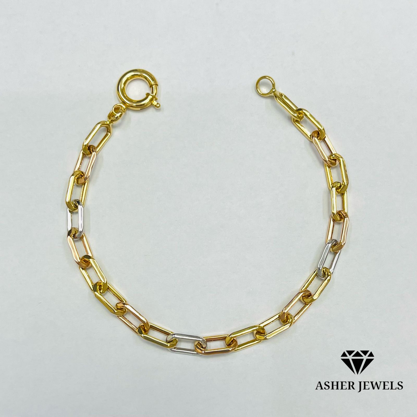 Tri-color Paperclip Bracelet 7"